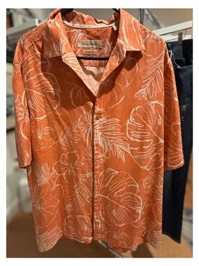 Tommy Bahama Orange and White Floral Button Up